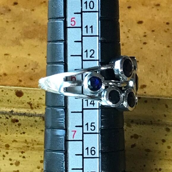 Natural Masoala Sapphire Sterling Silver Bubble Ring Size 6 - Picture 7 of 8